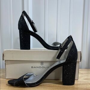 Bandolino Black Block Heel Open-Toe Sandals with Ankle Strap Size 5